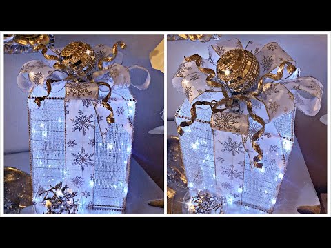 DIY Dollar Tree Glam Light Up Gift Box Christmas Decor PART 2