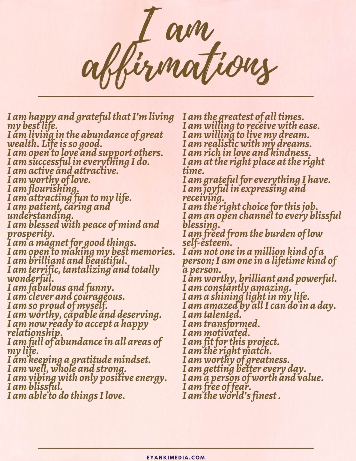 50 Positive I Am Affirmations List: I Am Statements For Yourself
