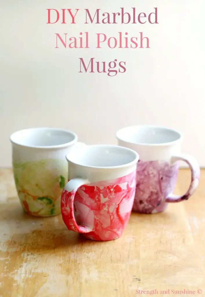 make and sell- Mugs with marble nail polish designs