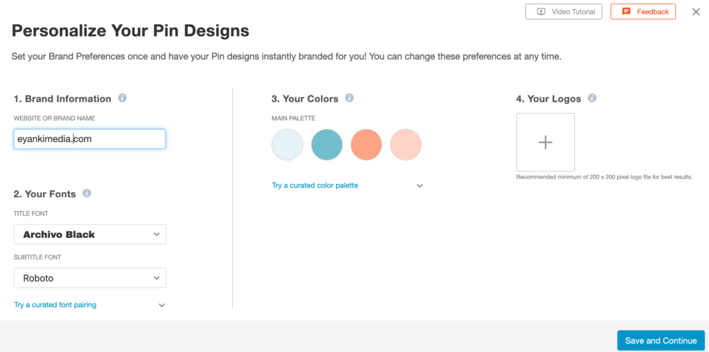 Set your preferences at Tailwind Create