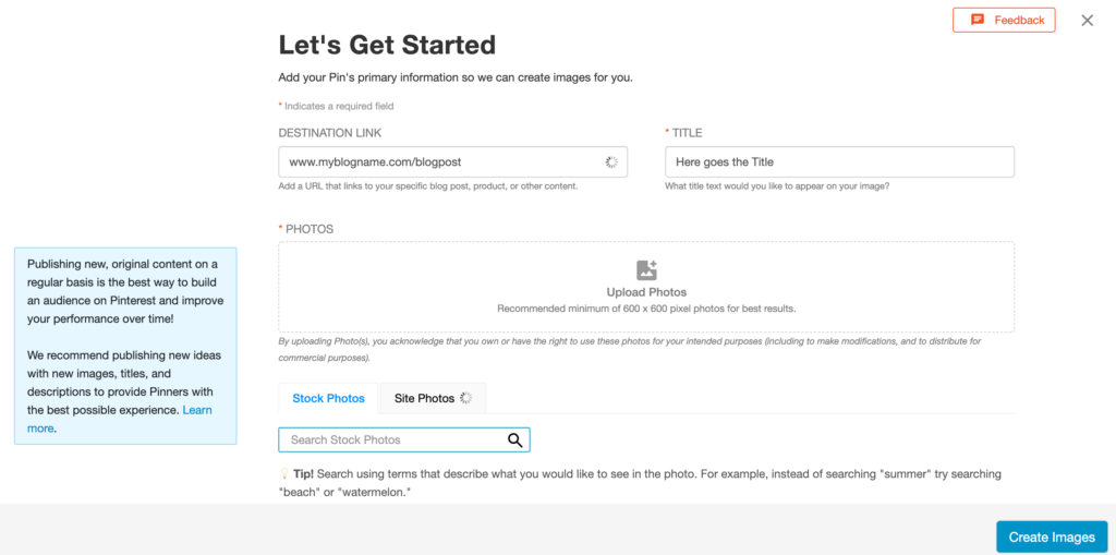 Pin setting on Tailwind Create