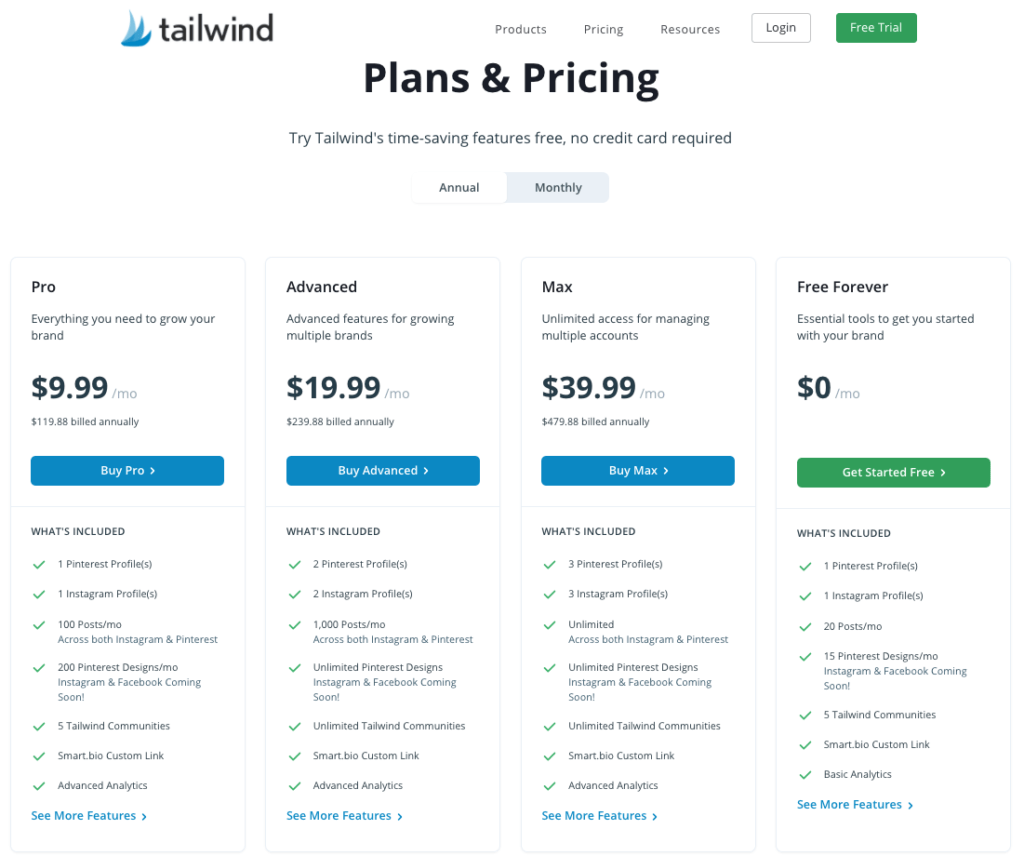 Tailwind pricing