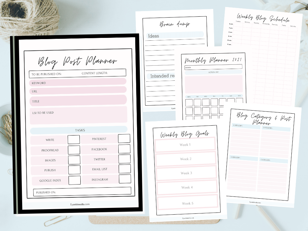 Blog goal planner printable