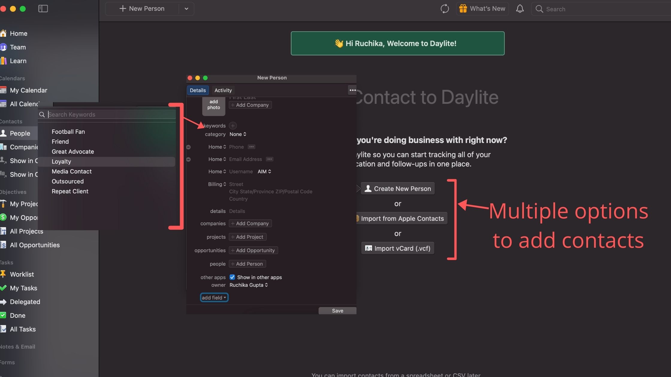 daylite crm contact