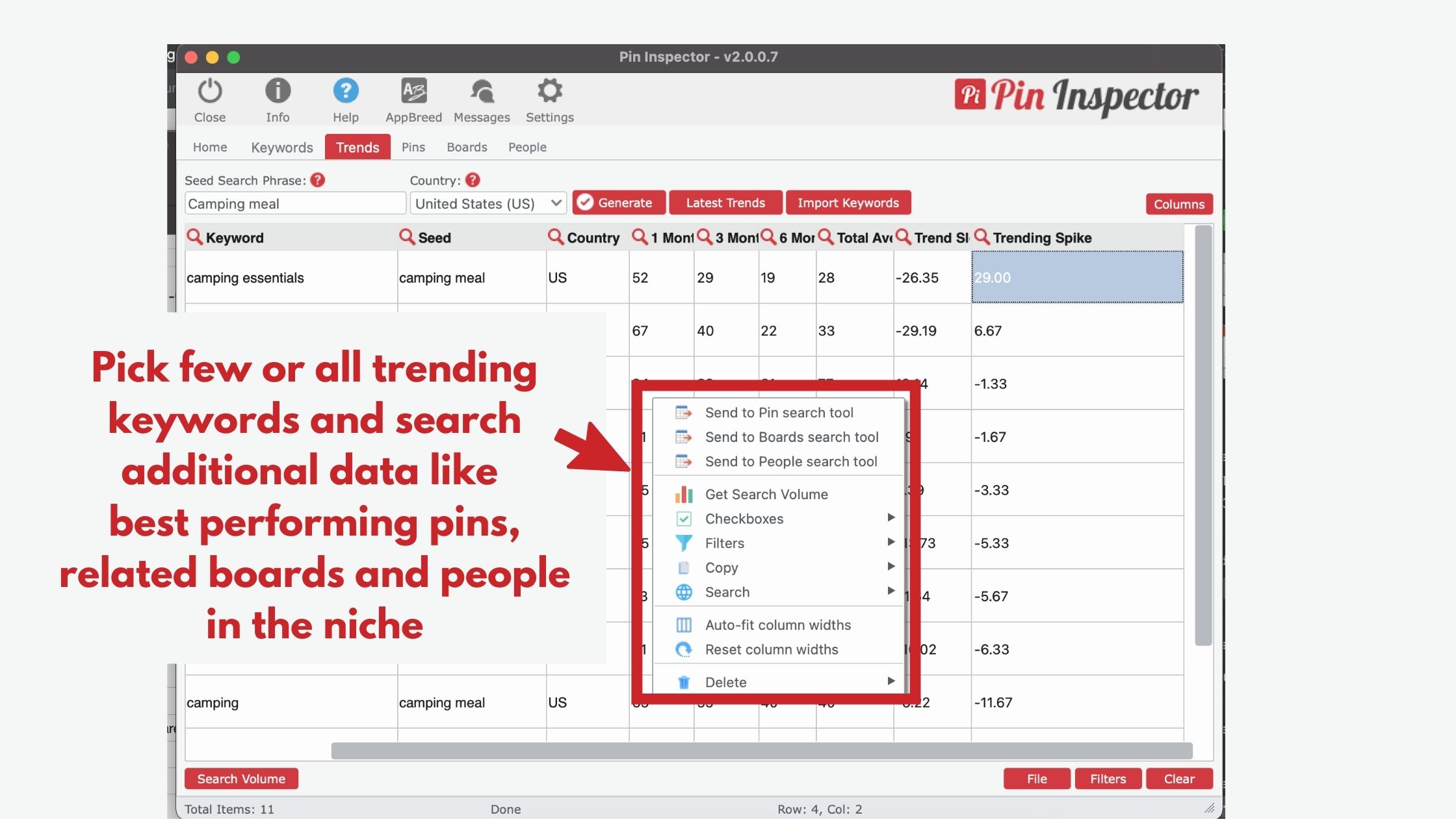 Pinterest trends using Pin inspector