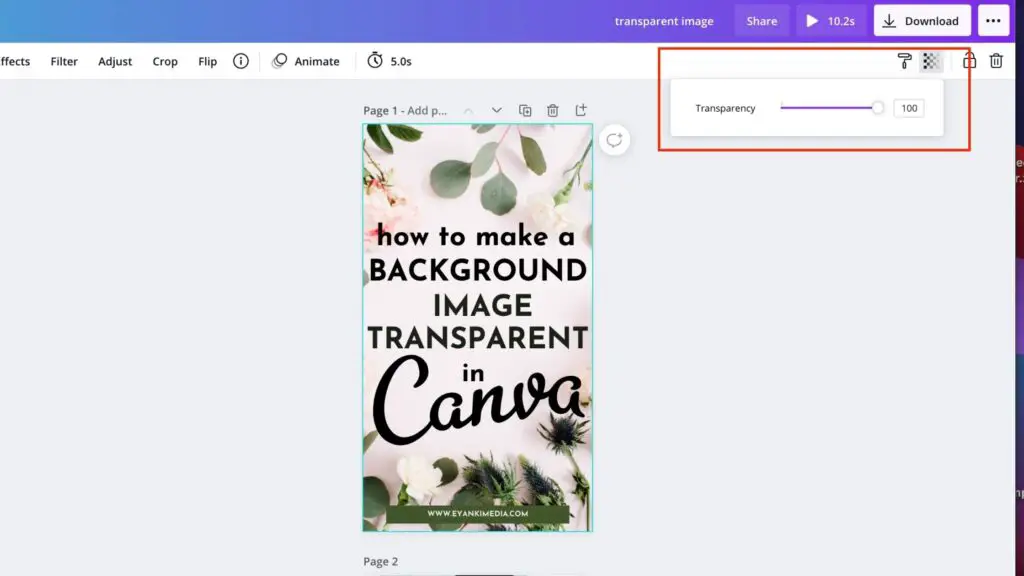 remove image background in canva