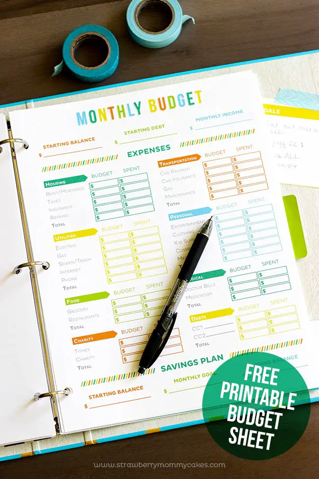 FREE Printable Budget Sheet by Printable Crush