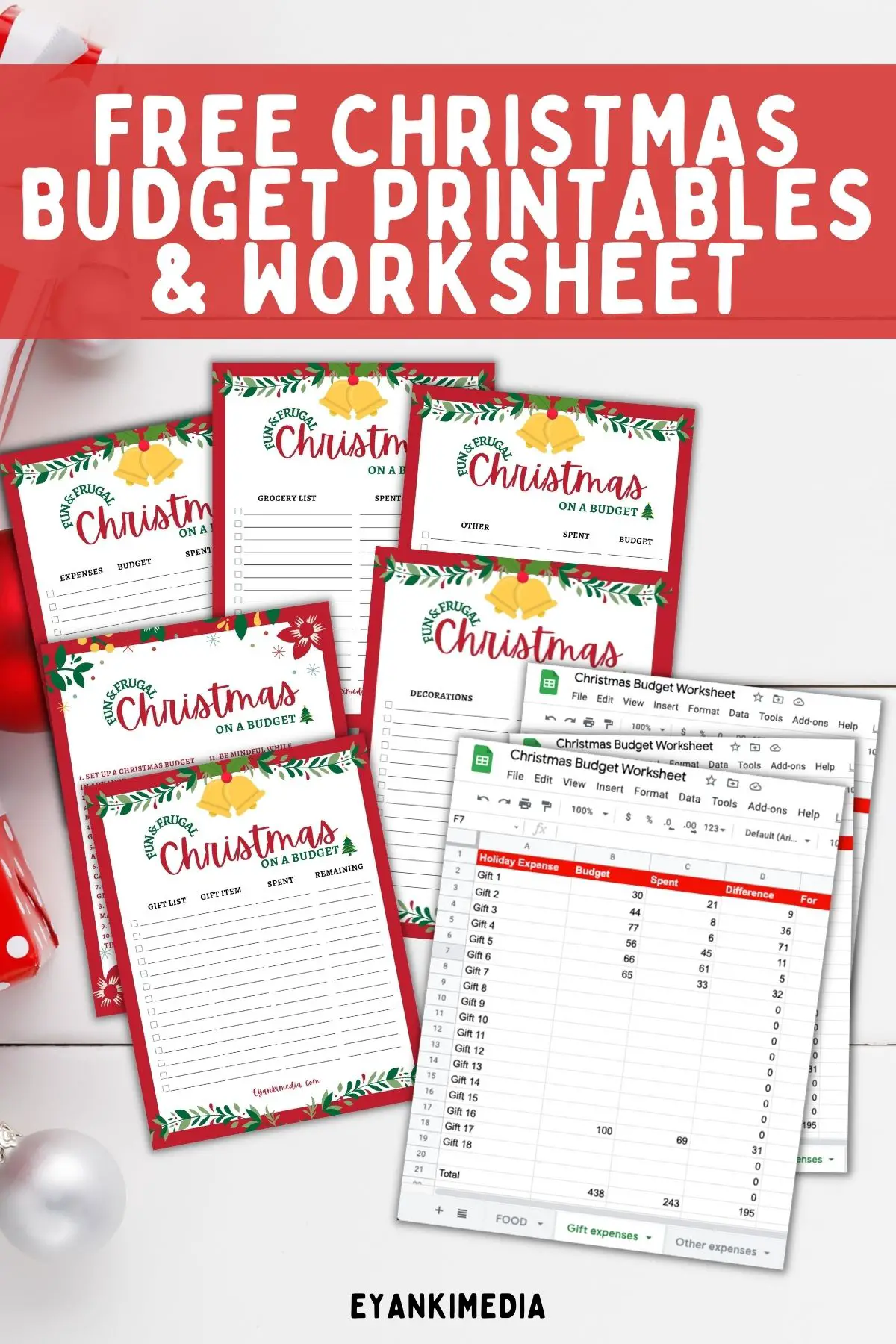 Free Christmas Budget printables & worksheet