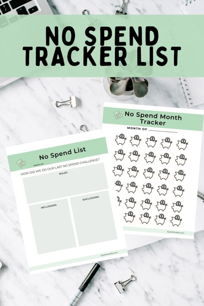 Free NO SPEND MONTH TRACKER