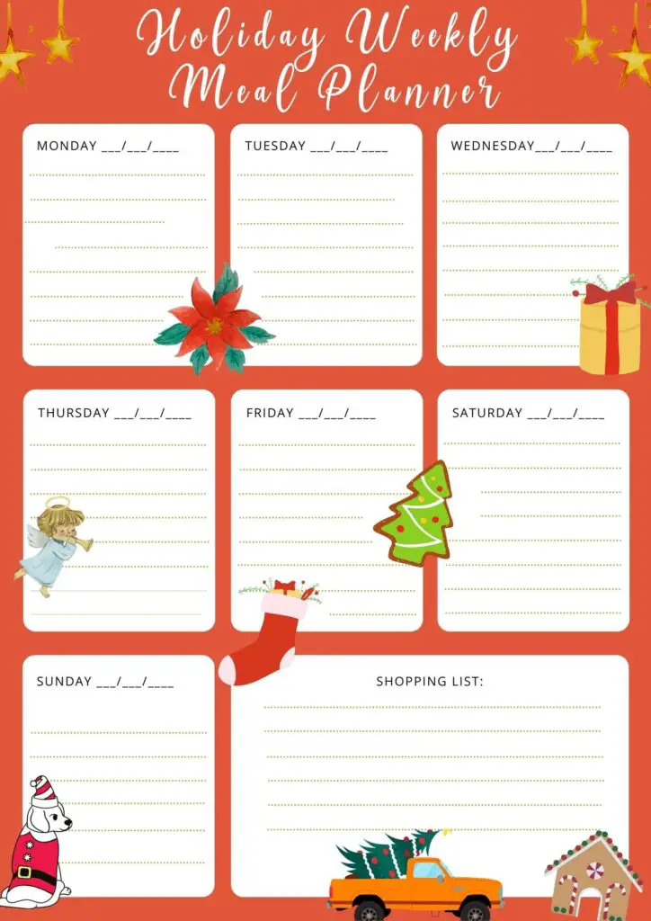 _Holiday Weekly Meal Planner
