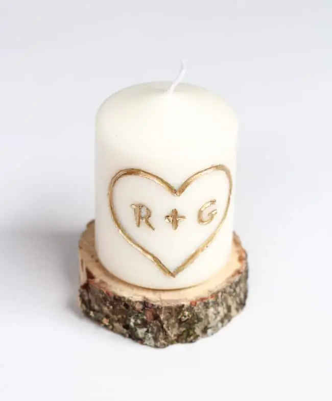 DIY Candle Carved with Initials