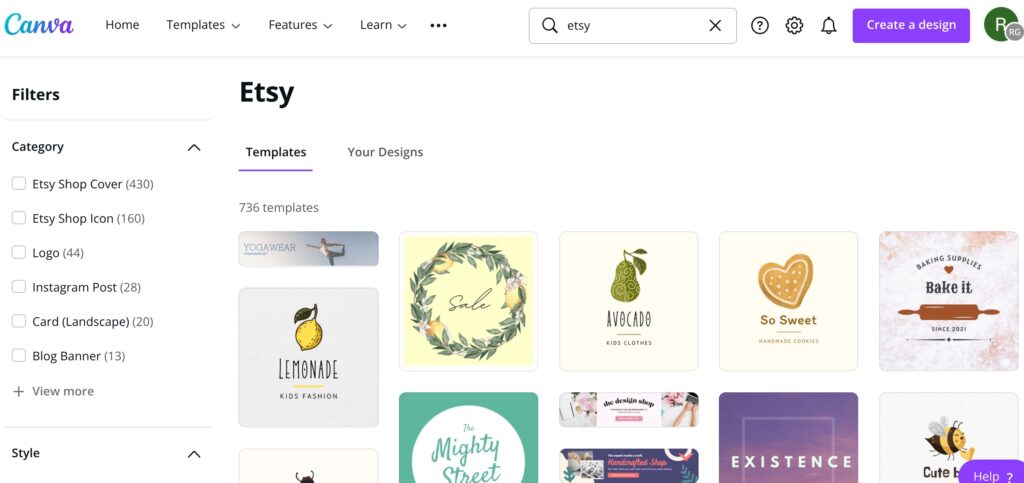 Canva etsy templates