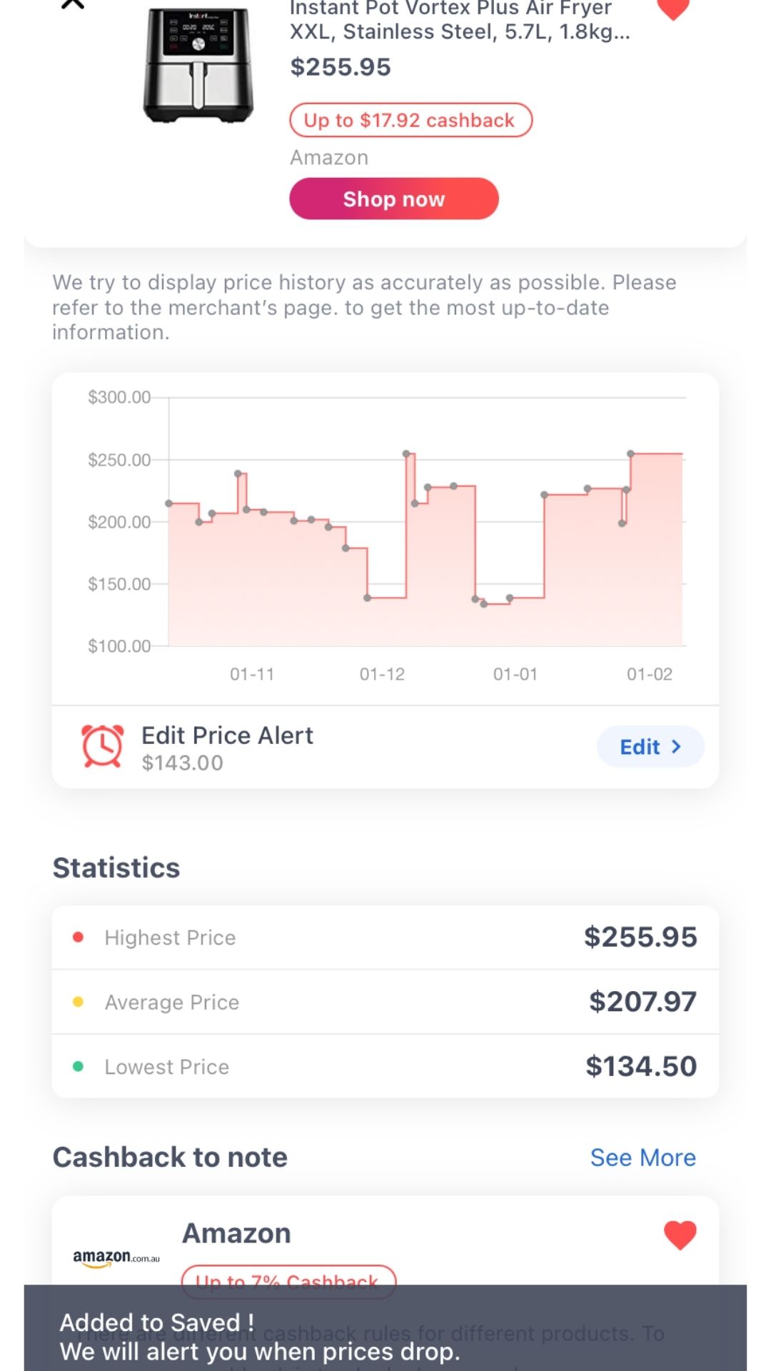 price drop alert shopback