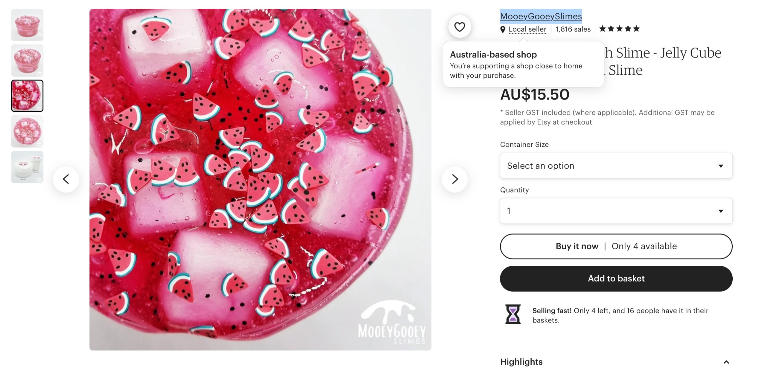 Etsy australia handmade slime