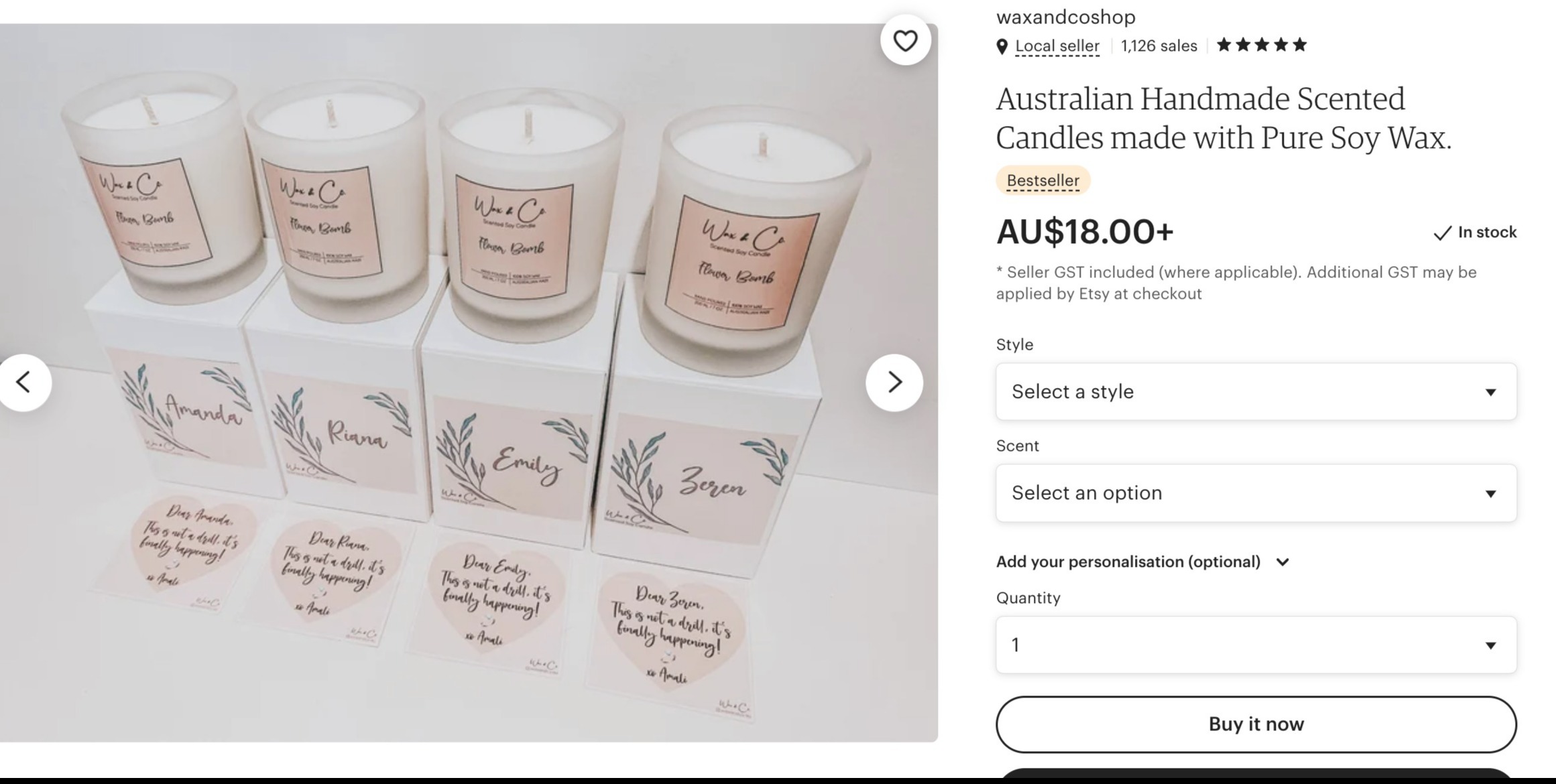 australian handmade candle store