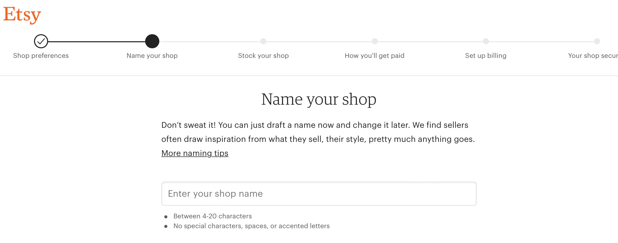 steps to open an etsy shop