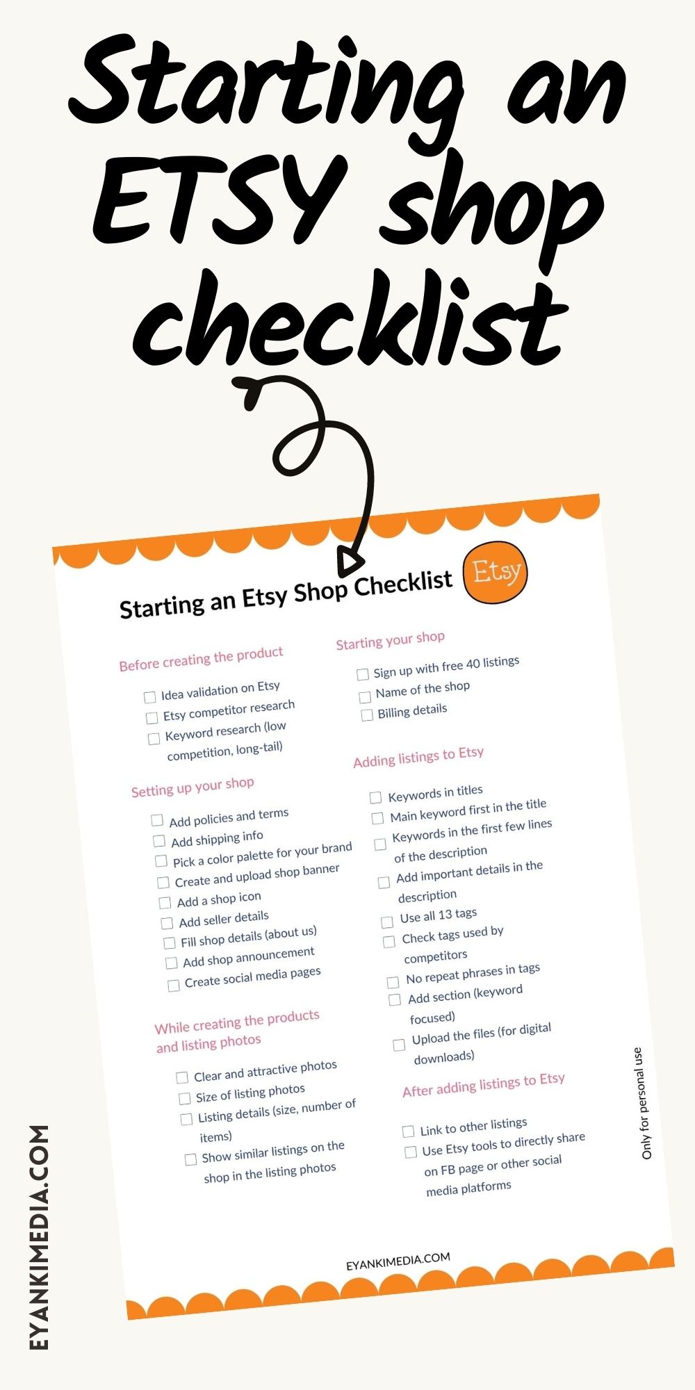 starting an etsy shop checklist pdf