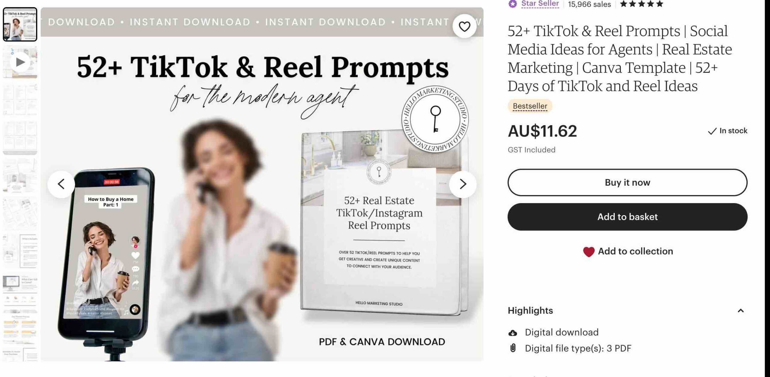 digital files to sell on etsy- instagram reel prompts