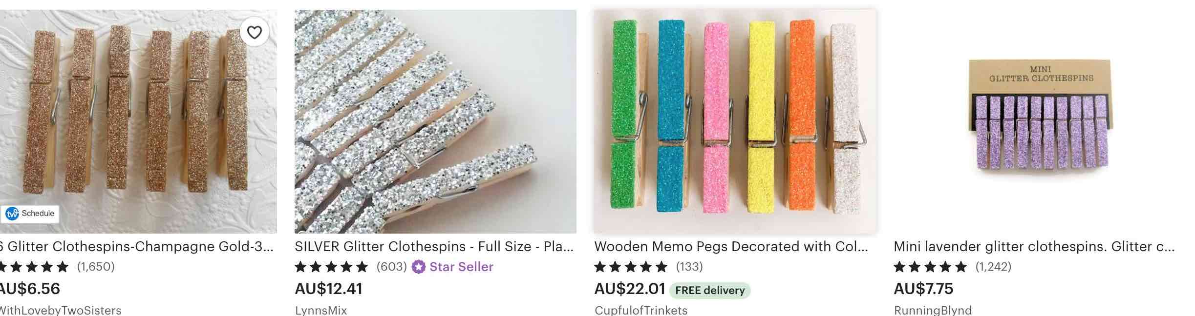 glittered clothespin