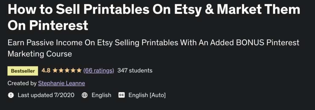 etsy printable course on udemy