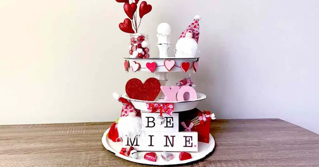 Valentine's Day-Themed Dollar tree Tiered Tray
