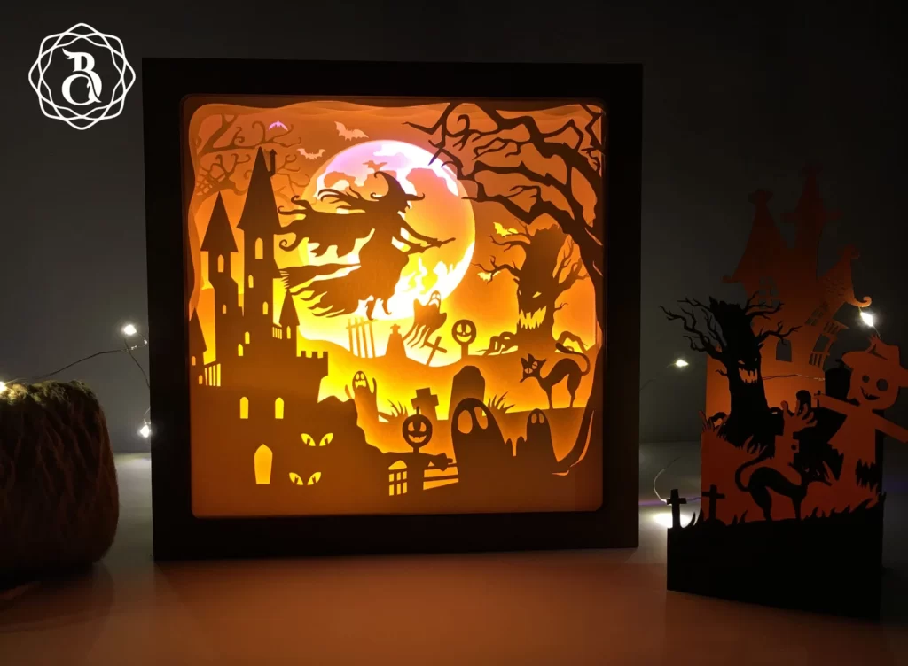 Witch halloween shadow box