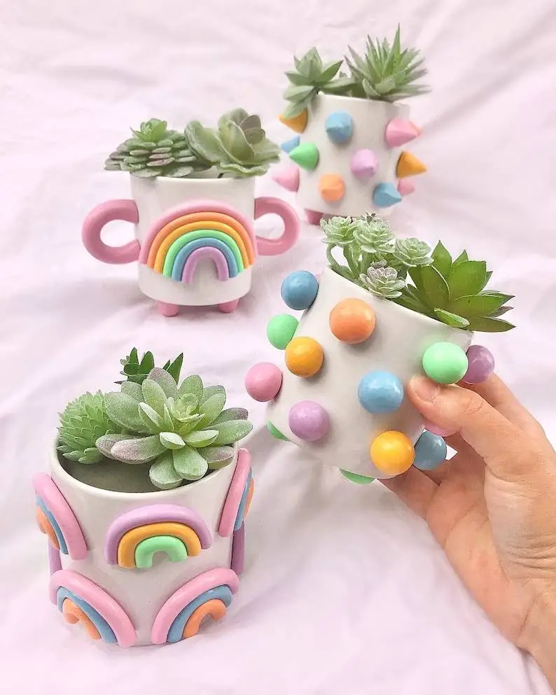 aesthetic crafts to do when bored- POLYMER CLAY PLANTER