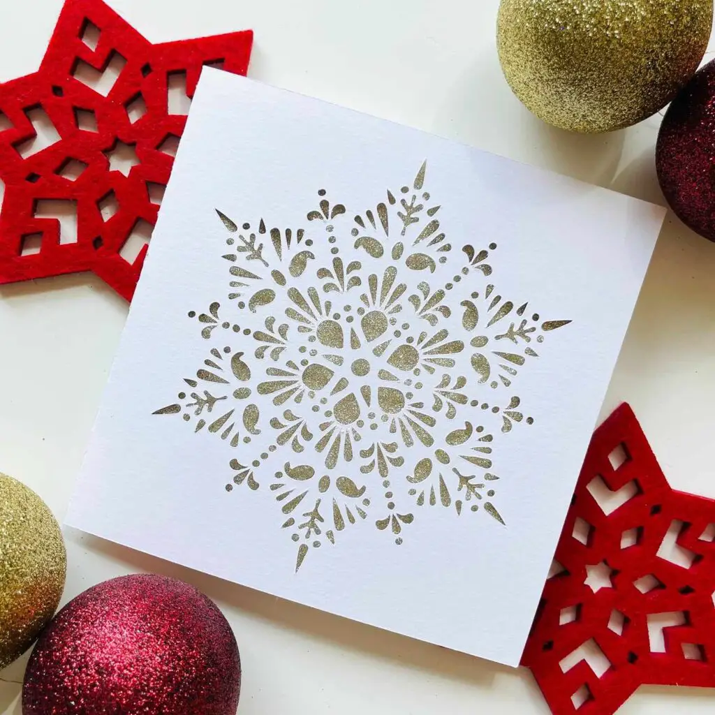 cricut snowflake glitter card