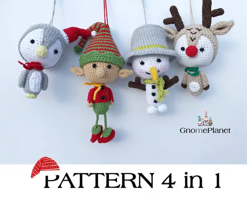 4 Pattern Holiday Ornament Set