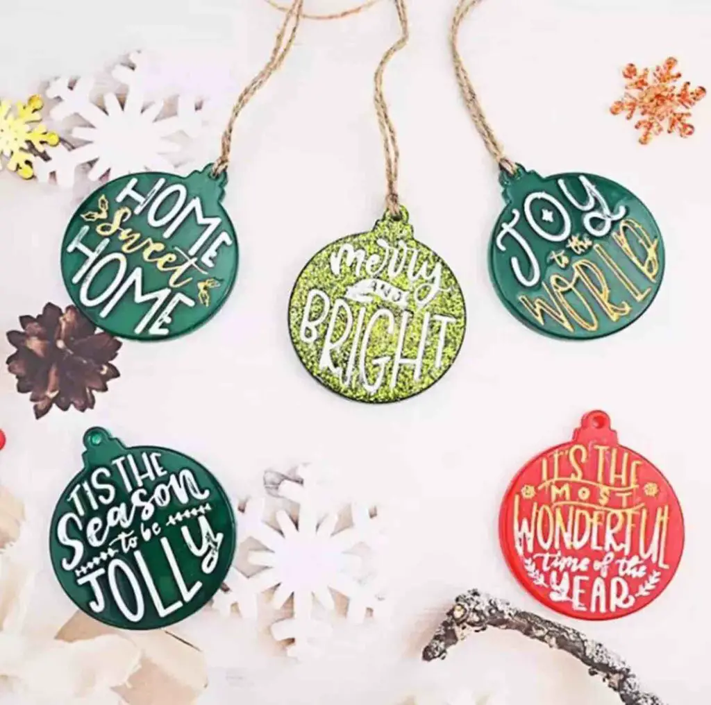 Christmas resin Ornaments With Christmas Greetings