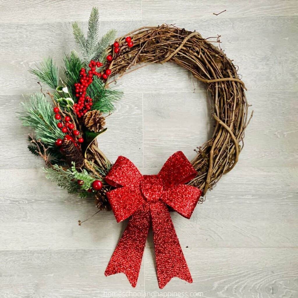 DIY Christmas Grapevine Wreath
