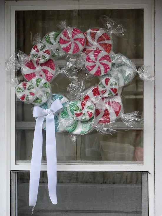 DIY Christmas Wreath Peppermint Candy Cane Wreath