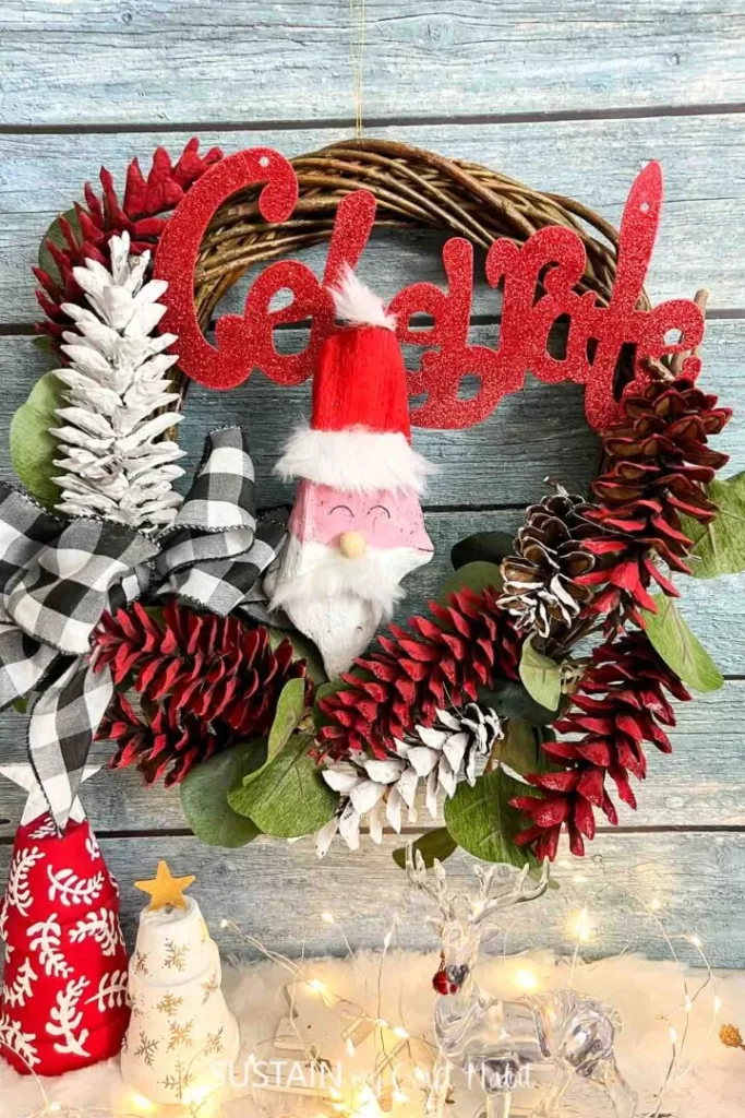 DIY Christmas Wreath Santa Pinecone Wreath