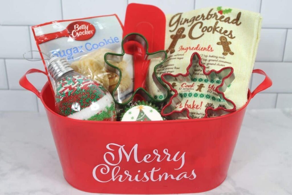 Christmas Baking Themed Gift Basket From The Dollar Tree