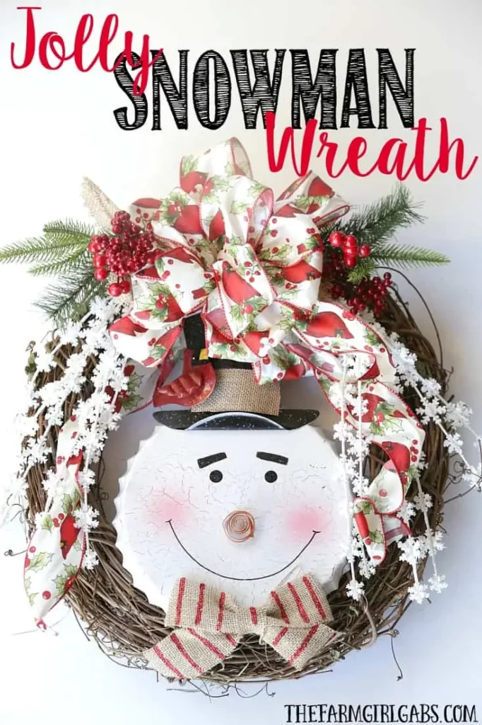 DIY Christmas Wreath Jolly Snowman Christmas Wreath